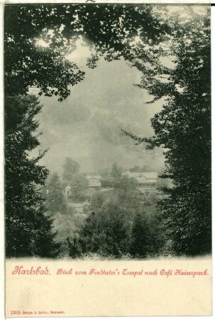 Karlsbad. Blick von Findlater`s Tempel nach Café Kaiserpark