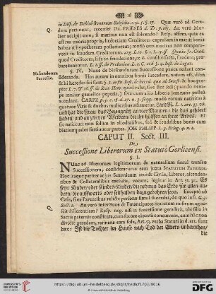 Sect. III: De Successione Liberorum ex Statuto Gorlicensi
