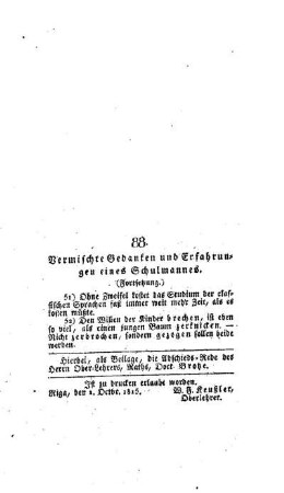 Vermischte Gedanken und Erfahrungen eines Schulmannes : (Fortsetzung) ; [88.]