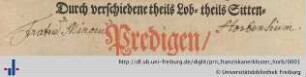 [Provenienz]: Franziskanerkloster Horb