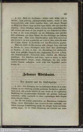 Zehnter Abschnitt. Der Handel und die Landesgesetze