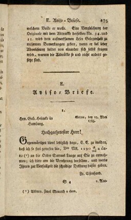 279-287, E. Aviso-Briefe.