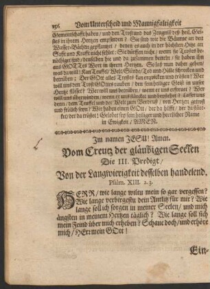 Die III. Predigt/ von der Langwierigkeit deß Creutzes