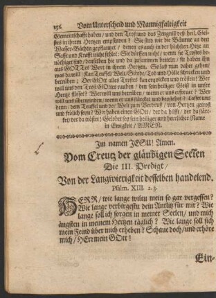 Die III. Predigt/ von der Langwierigkeit deß Creutzes