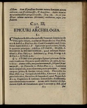 Cap. III. De Epicuri Archelogia.