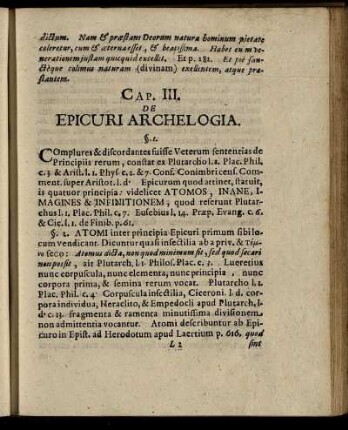 Cap. III. De Epicuri Archelogia.