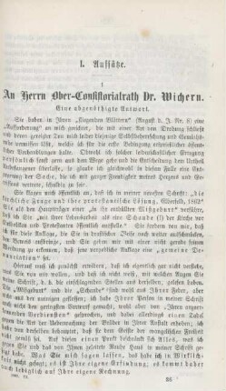 527-538 An Hern Ober-Consistorialrath Dr. Wichern : eine abgenöthigte Antwort