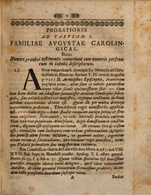 Exercitatio Genealogica De Familia Avgvsta Carolingica Antiqvorvm Monvmentorvm Avtoritate Innixa