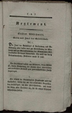 Reglement. Erster Abschnitt - Vierter Abschnitt