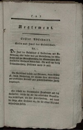 Reglement. Erster Abschnitt - Vierter Abschnitt