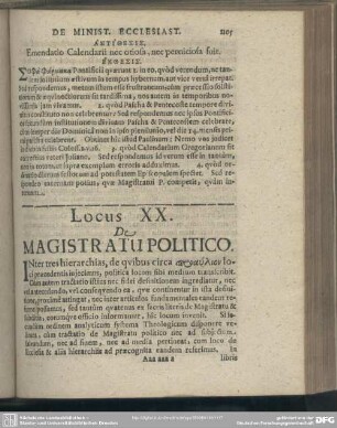 [Articulus] XX. De Magistratu Politico