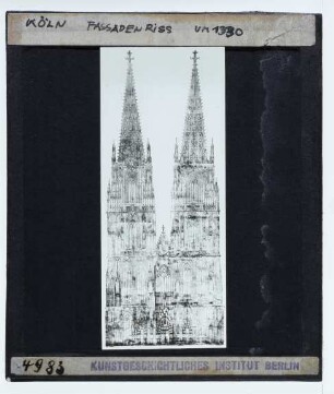 Köln, Dom,unbekannt, Fassadenriss F für die Kölner Domfassade : Entwurfszeichnung für die Westfassade