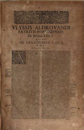 Ulyssis Aldrovandi ... De piscibus libri V, et de cetis liber I