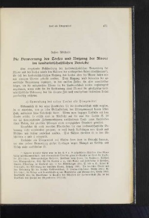 a) Anwendung des rohen Torfes als Düngemittel