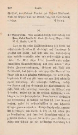 342-344 [Rezension] Trenkle, Franz Sales, Der Menschensohn