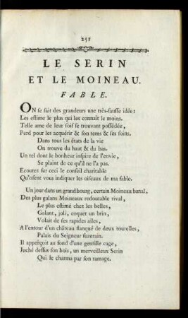 Le Serin Et Le Moineau.