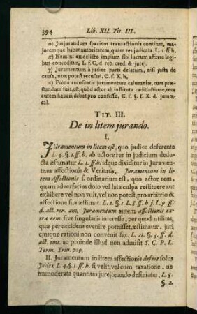 394-410, Tit. III. De in litem jurando - Tit. VII. De Condictione sine causa