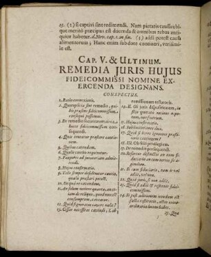 Cap. V. & Ultimum. Remedia Juris Hujus Fideicommissi Nomine Exercenda Designans.