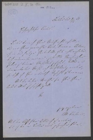 Brief an Friedrich Wilhelm Jähns : 08.12.1864