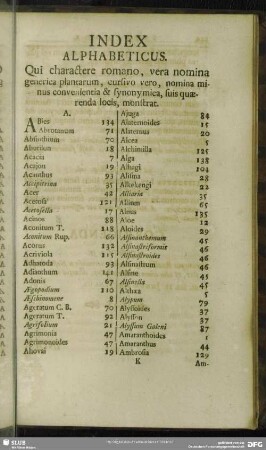 Index Alphabeticus