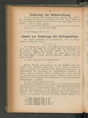 Änderung der Hafenordnung