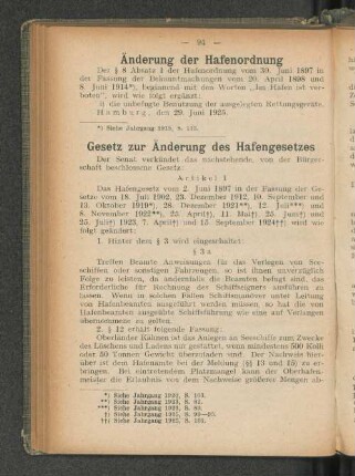 Änderung der Hafenordnung