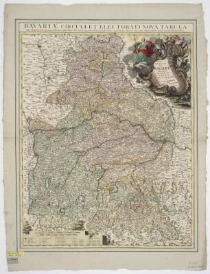 Karte von Bayern, 1:570 000, Kupferstich, 1745