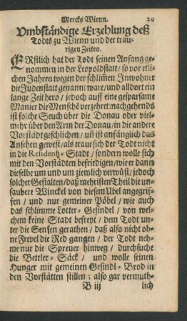 Umbständige Erzehlung deß Todts zu Wienn und der traurigen Zeiten.