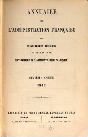 Annuaire de l'administration française, 6. 1863