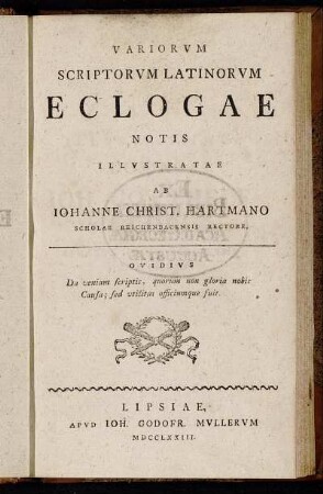 Variorvm Scriptorvm Latinorvm Eclogae