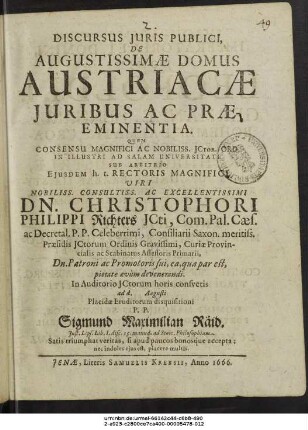 Discursus Iuris Publici, De Augustissimae Domus Austriacae Iuribus Ac Praeeminentia