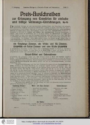 Inseraten-Beilage zu >Deutsche Kunst und Dekoration<
