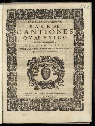 Girolamo Belli: Sacrae cantiones ... octo vocibus ...