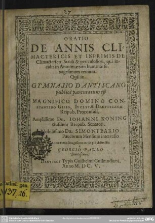 Oratio de annis climactericis