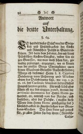 Antwort auf die dritte Unterhaltung.