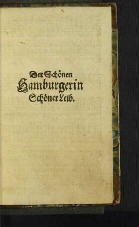 Der Schönen Hamburgerin Schöner Leib