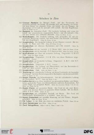 Arbeiten in Zinn (Nr. 260-281)