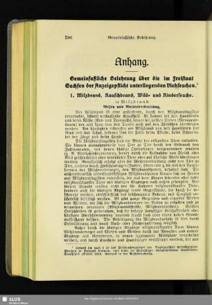 Anhang. Gemeinfaßliche Belehrung über die im Freistaat Sachsen der Anzeigepflicht unterliegenden Viehseuchen