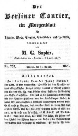 No. 757, Freitag, den 14. August 1829