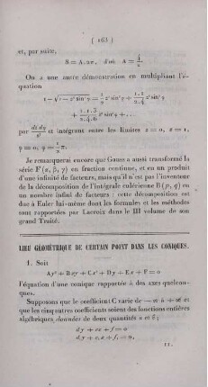Lieu géométrique de certain point dans les coniques.