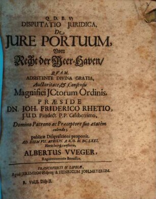 Disp. iur. de iure portuum