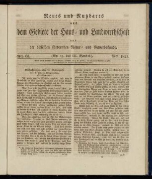 Nro. 63. (Nr. 19. des III. Bandes). Mai 1827.