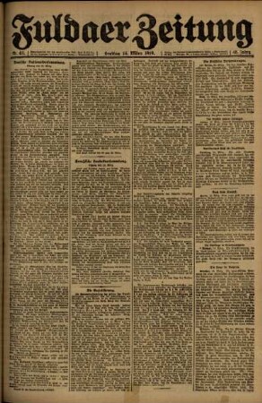 Ausgabe vom Freitag, den 14. März 1919.