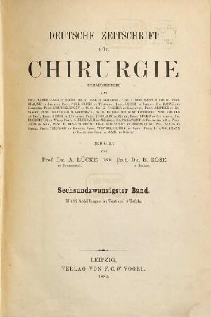 Deutsche Zeitschrift für Chirurgie. 26. 1887