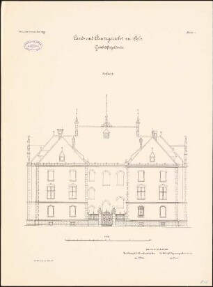 Land- und Amtsgericht, Oels: Aufriss Ostansicht 1:100