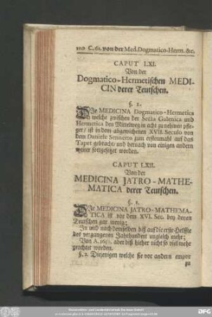 Caput LXI. Von der Dogmatico-Hermetischen Medicin derer Teutschen.