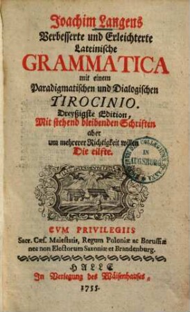 Verbesserte und Erleichterte Lateinische Grammatica