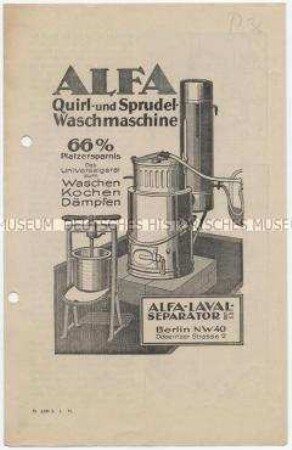 Alfa-Quirl- und Sprudel-Waschmaschine