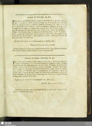 Extrait du Privilege du Roi ...