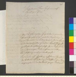 Brief von Grünler, Ehregott an Goethe, Johann Wolfgang von